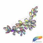 Crystal Flower Motif Rhinestone Iron On Applique, IA-067