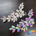 Crystal Flower Motif Rhinestone Iron On Applique, IA-067