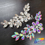 Crystal Flower Motif Rhinestone Iron On Applique, IA-067