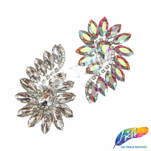 Crystal Swirl Motif Rhinestone Iron On Applique, IA-078