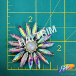 Crystal Pearl Flower Rhinestone Iron On Applique, IA-085