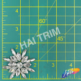 Spike Flower Rhinestone Iron On Applique, IA-006