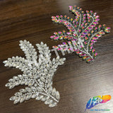Leaf Branch Rhinestone Iron On Applique, IA-099