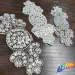 Crystal Medallion Motif Rhinestone Iron On Applique, IRA-053