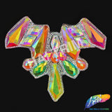 Multicolor Neon Gel-Back Rhinestone Iron On Applique, IRA-117 Neon