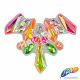 Multicolor Neon Gel-Back Rhinestone Iron On Applique, IRA-117 Neon