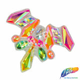 Multicolor Neon Gel-Back Rhinestone Iron On Applique, IRA-117 Neon