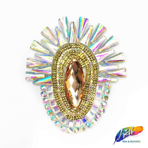 Crystal AB/Gold Gel-Back Rhinestone Appliques, IRA-084