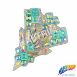 Aqua AB/Clear AB Gel-Back Rhinestone Appliques, IRA-093