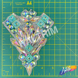 Aqua AB/Clear AB Gel-Back Rhinestone Appliques, IRA-093