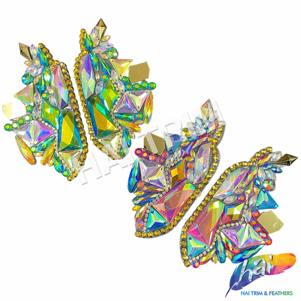 Multicolor Rhimestone Fringe Multicolor Gel-Back Rhinestone Applique (sold by pair) , IRA-101 – Hai ...