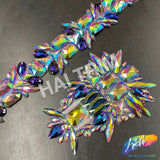 2 1/4" Multicolor Purple AB Spike Iron On Trim, IRT-157