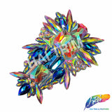Multicolor Purple AB Spike Iron On Applique, IRA-123