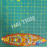 Neon Orange AB Rhinestone Motif Iron On Applique, IRA-137