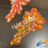 Neon Orange AB Motif Iron On Applique (Sold by Pair), IRA-138