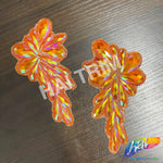 Neon Orange AB Motif Iron On Applique (Sold by Pair), IRA-138