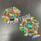 Multicolored Resin Stone Medallion Iron On Applique, IRA-139