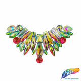 Red AB/Yellow AB/Aqua AB Motif Iron On Applique, IRA-145-1
