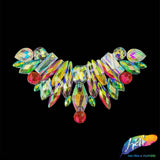 Red AB/Yellow AB/Aqua AB Motif Iron On Applique, IRA-145-1