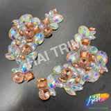 Rose Gold/Crystal AB Rhinestone Iron On Applique (sold by pair), IRA-149