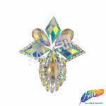 Turquoise AB/Clear AB Rhinestone Motif Iron On Applique, IRA-150-1