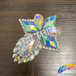 Turquoise AB/Clear AB Rhinestone Motif Iron On Applique, IRA-150-1