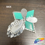 Turquoise AB/Clear AB Rhinestone Motif Iron On Applique, IRA-150-1