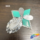 Turquoise AB/Clear AB Rhinestone Motif Iron On Applique, IRA-150-1