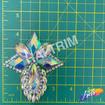 Turquoise AB/Clear AB Rhinestone Motif Iron On Applique, IRA-150-1