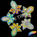 Multicolored Rhinestone Motif Iron On Applique, IRA-150