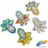 Multicolored Rhinestone Motif Iron On Applique, IRA-150