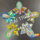 Multicolored Rhinestone Motif Iron On Applique, IRA-150