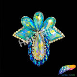 Multicolored Rhinestone Motif Iron On Applique, IRA-150