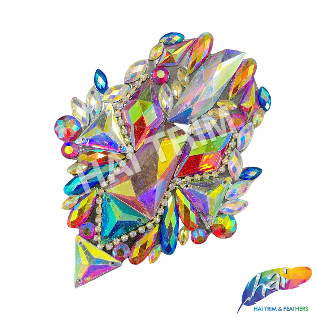 Multicolor Rhimestone Fringe Multicolor Gel-Back Rhinestone Applique, IRA-155 – Hai Trim & Feathers