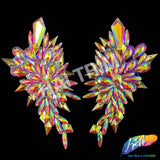 Red AB/Gold Gel-Back Motif Iron On Applique (sold by pair), IRA-156