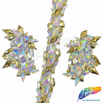 Crystal AB/Gold Gel-Back Motif Iron On Applique (sold by pair), IRA-157