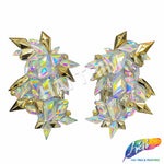 Crystal AB/Gold Gel-Back Motif Iron On Applique (sold by pair), IRA-157