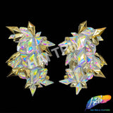 Crystal AB/Gold Gel-Back Motif Iron On Applique (sold by pair), IRA-157