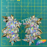 Crystal AB/Gold Gel-Back Motif Iron On Applique (sold by pair), IRA-157