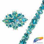 1" Aqua AB/Turquoise Resin Stone Iron On Trim, IRT-184