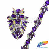 1 1/4" Purple/Crystal AB Resin Stone Iron On Trim, IRT-185