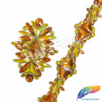 1 1/2" Yellow AB/Orange Resin Stone Iron On Trim, IRT-187