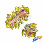 Yellow/Pink AB Gel-Back Motif Iron On Applique, IRA-166