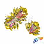 Yellow/Pink AB Gel-Back Motif Iron On Applique, IRA-166