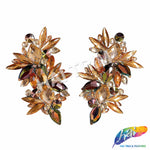 Orange/Champagne/Bronze AB Gel-Back Motif Iron On Applique (sold by pair), IRA-169