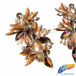 Orange/Champagne/Bronze AB Gel-Back Motif Iron On Applique (sold by pair), IRA-169