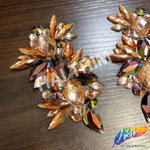 Orange/Champagne/Bronze AB Gel-Back Motif Iron On Applique (sold by pair), IRA-169