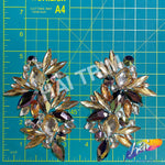 Orange/Champagne/Bronze AB Gel-Back Motif Iron On Applique (sold by pair), IRA-169