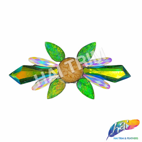 Green AB/Multicolor Gel-Back Motif Iron On Applique, IRA-177