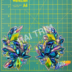 Green AB/Purple Blue AB/Multicolor Motif Iron On Applique (sold by pair), IRA-182